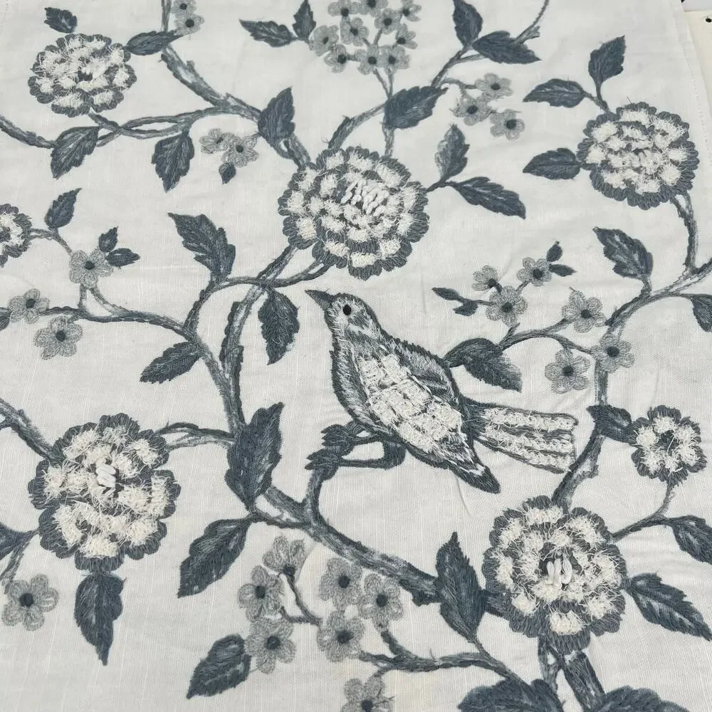 Embroidered floral bird  throw pillow case